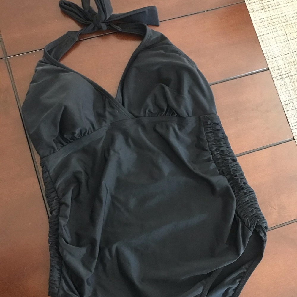 SMOCKED WAIST MATERNITY ONE PIECE SWIMSUIT